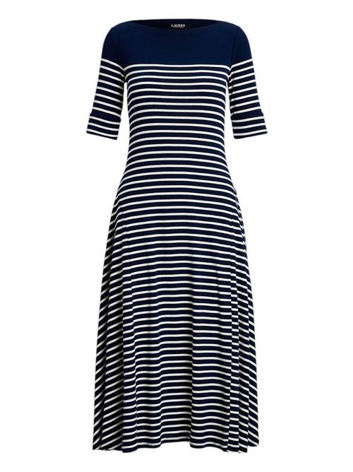 abito donna fantasia rigata blu e bianco Ralph Lauren | 250957728002